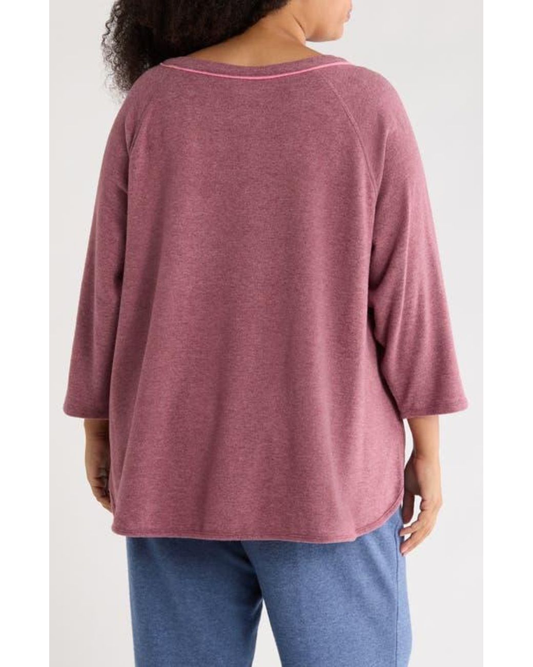 Ruby Rd Purple Keyhole Hacci Knit Pullover