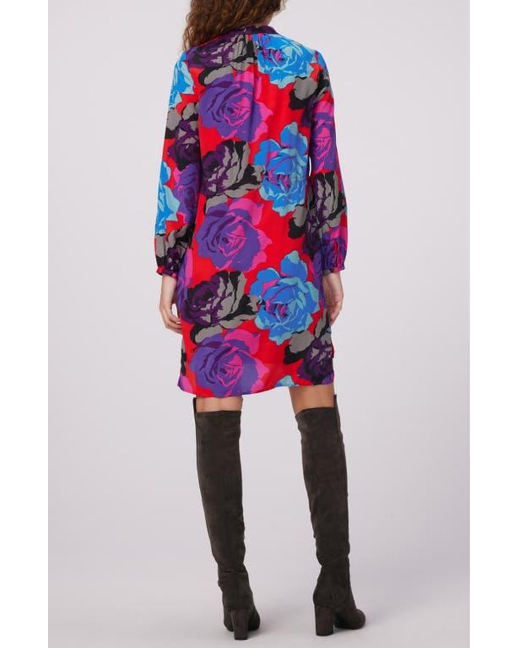 Diane von Furstenberg Multicolor Sonoya Long Sleeve High-Low Dress