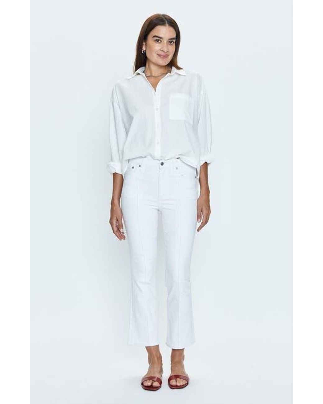 Pistola White Lennon High Waist Ankle Bootcut Jeans