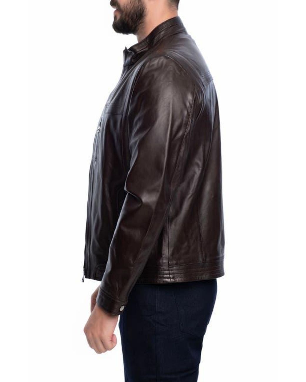 VELLAPAIS Black Lisbon Leather Jacket for men