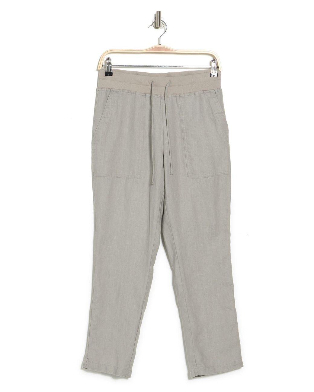 James Perse Military Drawstring Waist Crop Linen Pants In Solitaire
