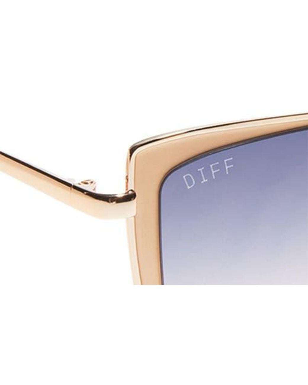 DIFF Blue Square Mirrored Lens Sunglasses