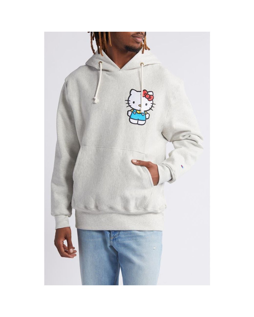 Champion X Sanrio Hello Kitty Embroidered Fleece Hoodie in Gray Lyst