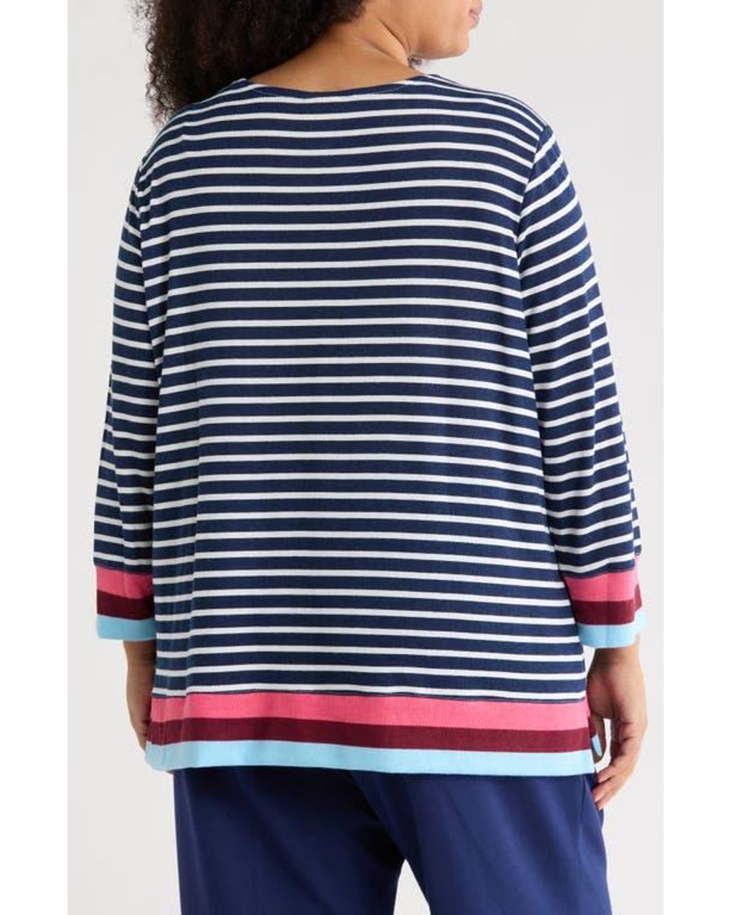 Ruby Rd Blue Stripe Hacci Pullover