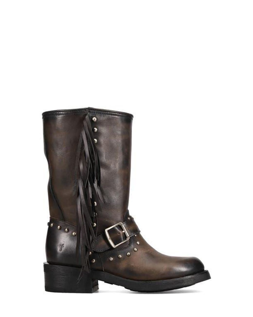 Frye Black Viv Fringe Trim Boot