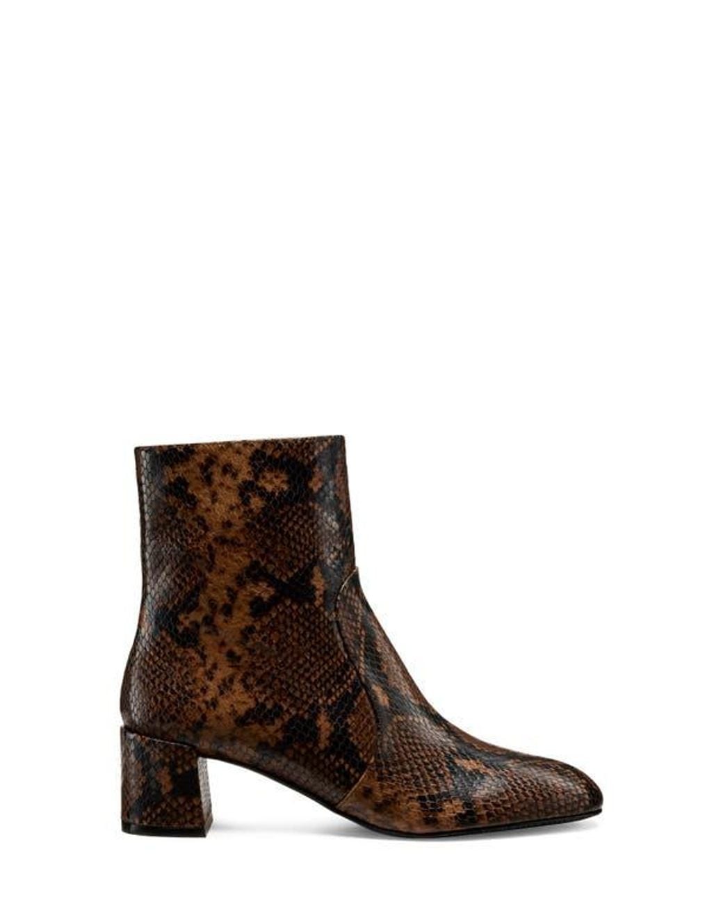 Stuart Weitzman Brown Maeve Snakeskin Embossed Bootie