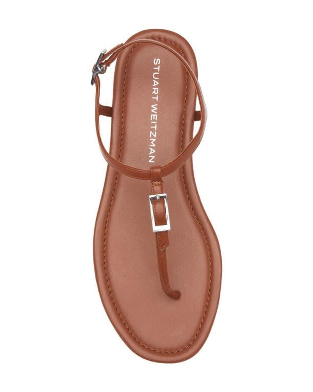 Stuart Weitzman Brown Georgie T-Strap Sandal