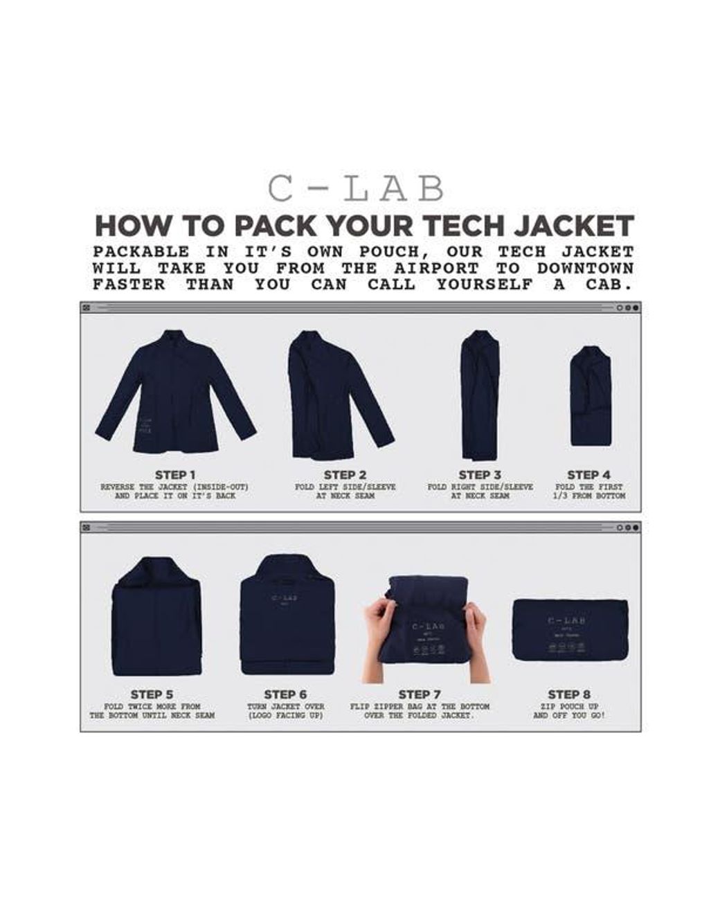 C-LAB NYC Blue Packable Woven Tech Jacket for men