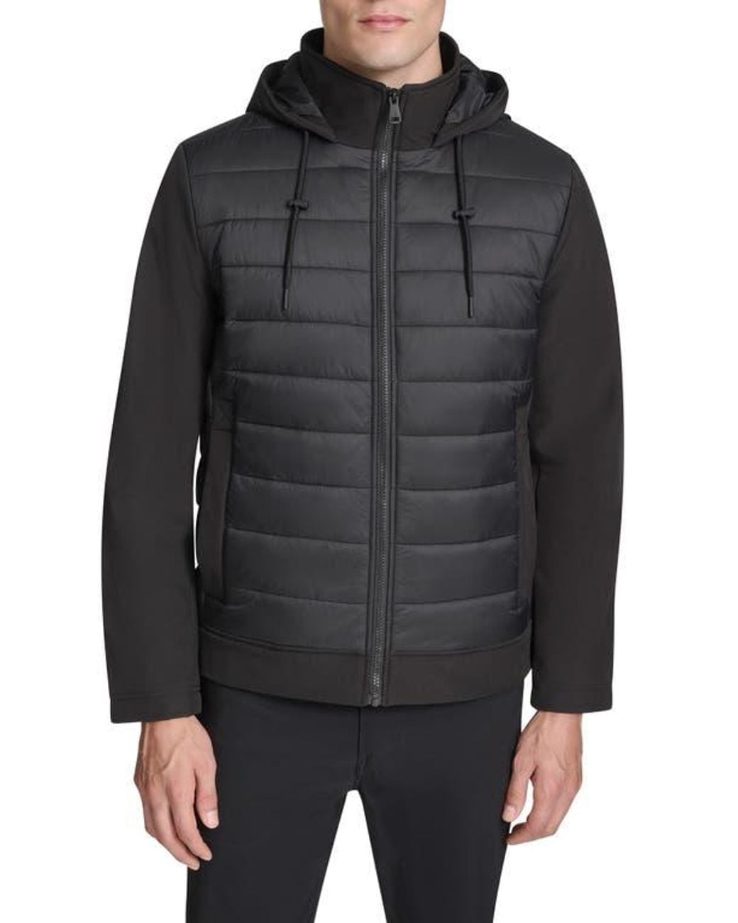 Kenneth Cole Black Quilted Zip-Up Jacket for men