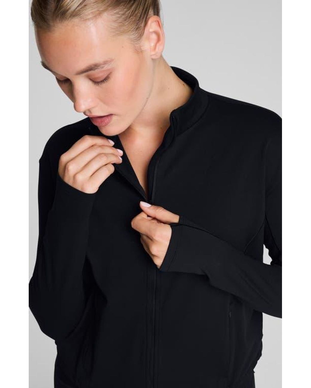 Spanx Black Brushed Full Zip Jacket