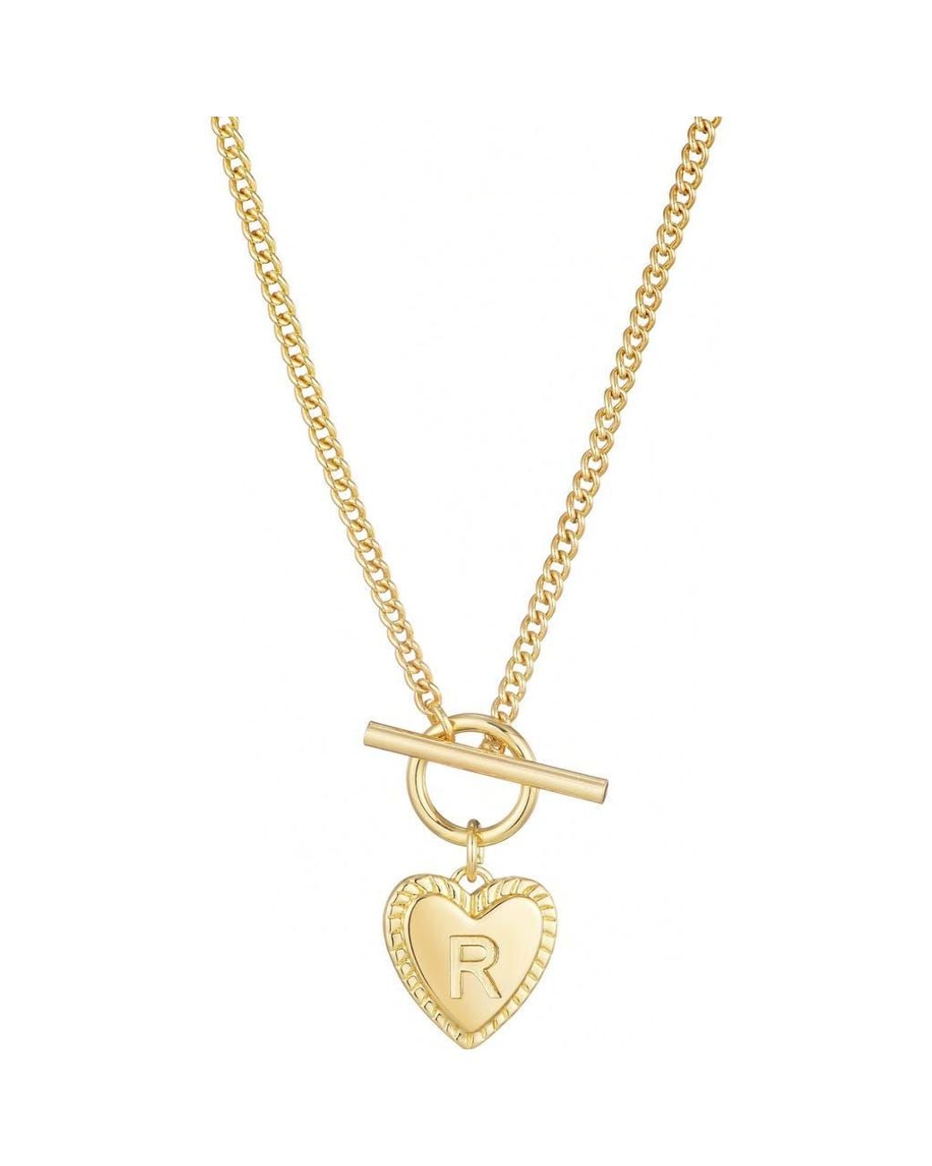 Adornia Metallic Initial Heart Toggle Necklace