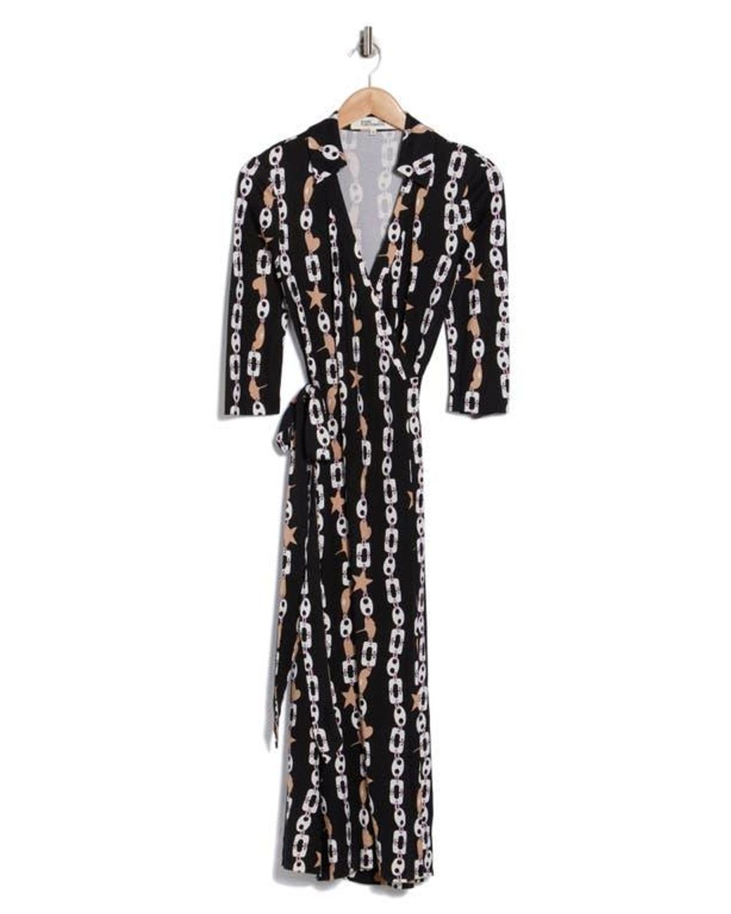 Diane von Furstenberg Abigail Wrap Midi Dress in Black | Lyst