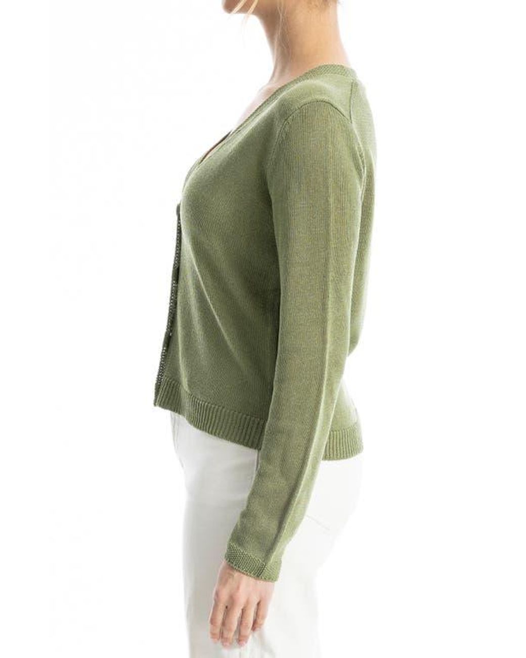 Max Studio Green V-Neck Cardigan
