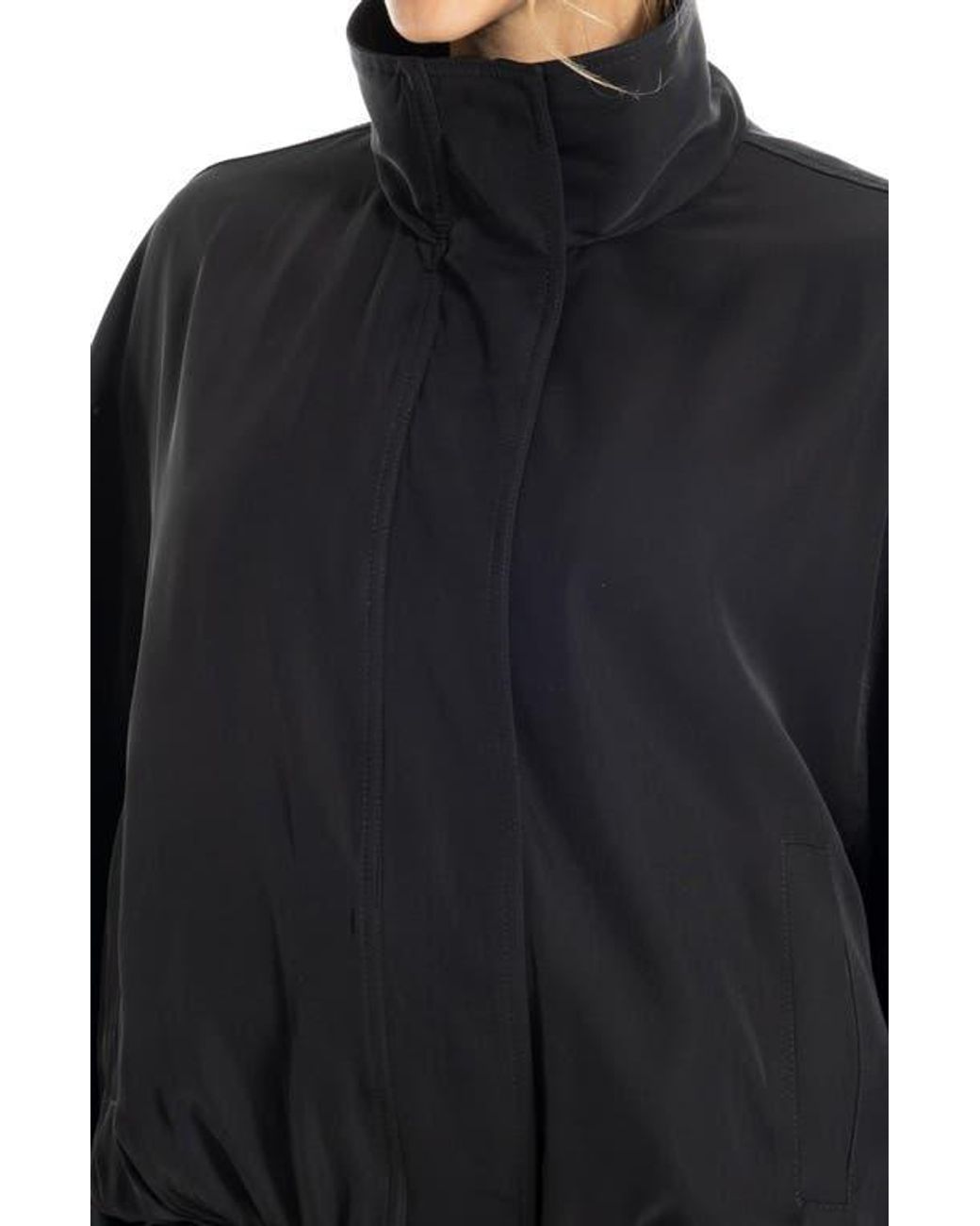 Max Studio Black Bubble Hem Bomber Jacket