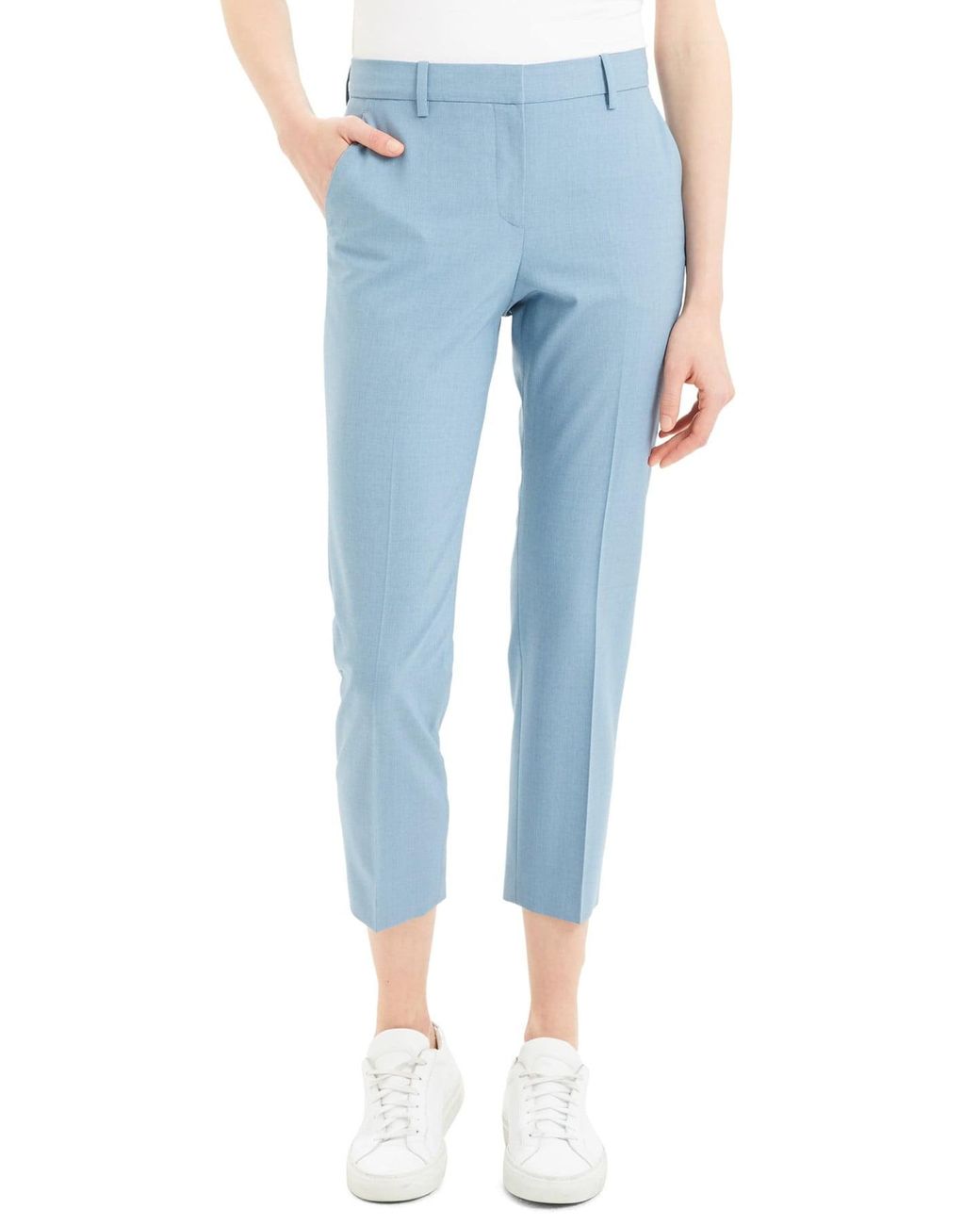 Theory Treeca 2 Good Wool Crop Suit Pants in Blue | Lyst