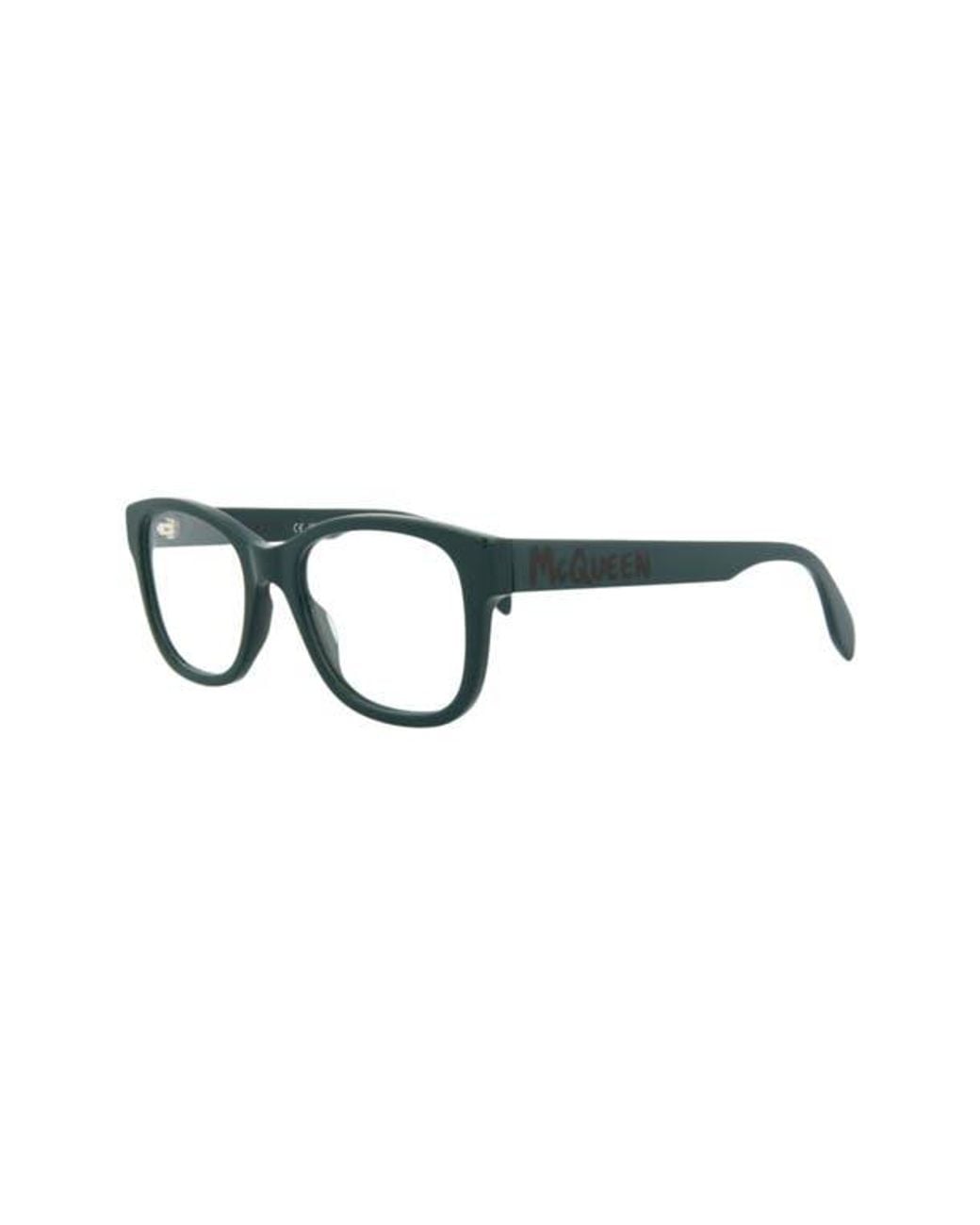 McQueen Black 52Mm Rectangular Optical Glasses for men