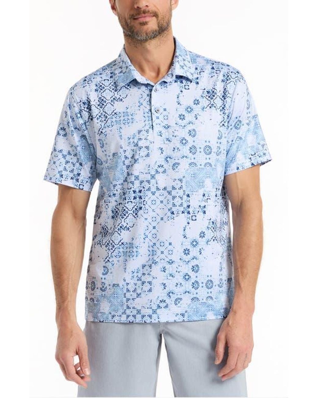 Robert Graham Blue Riverside Knit Polo for men