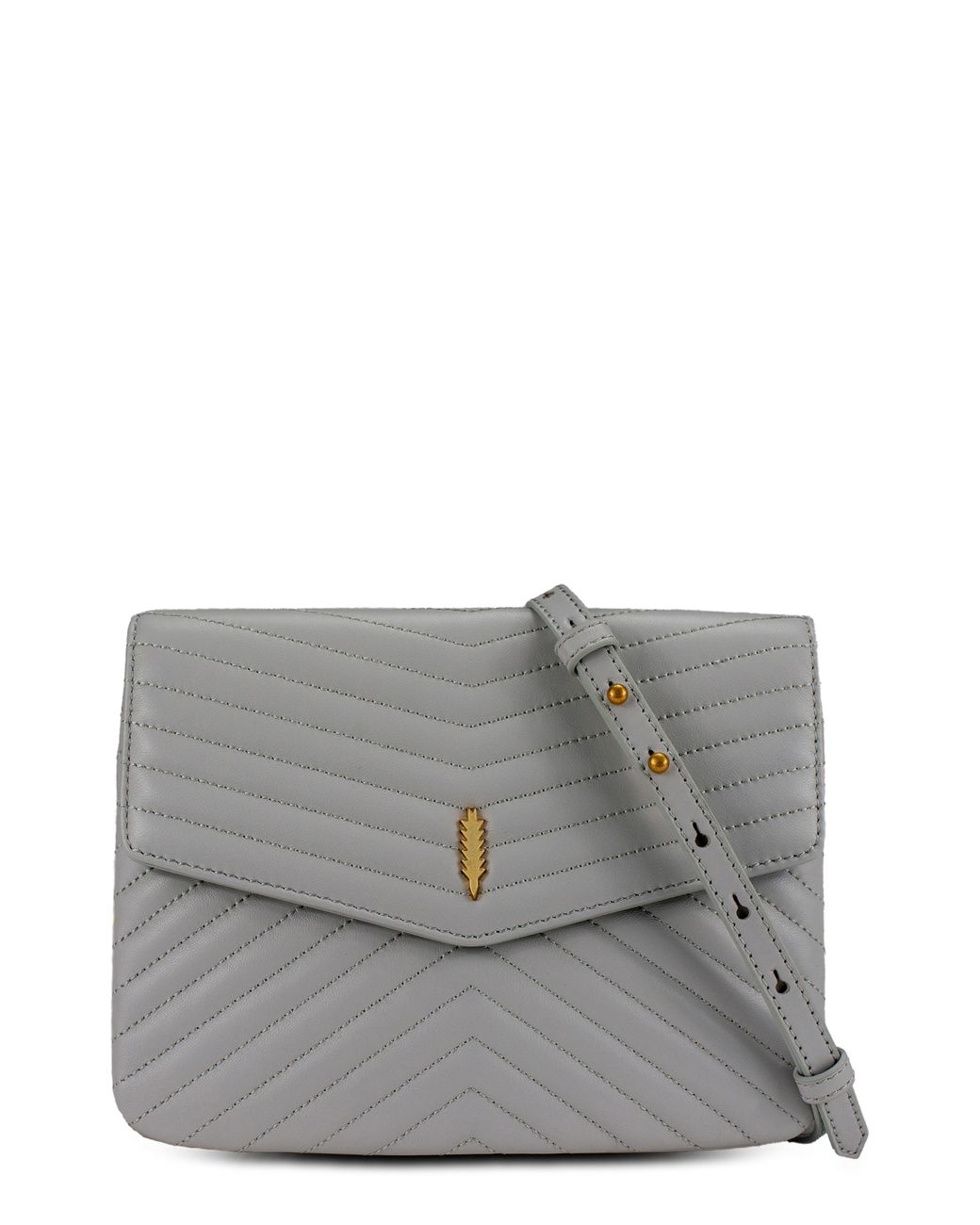 thacker Jenna Quilted Leather Crossbody Bag in Gray | Lyst