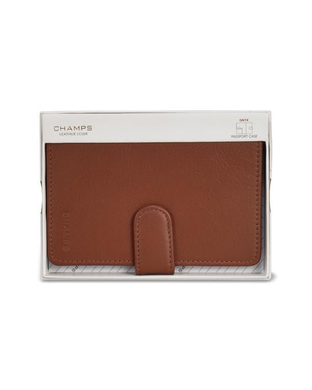 CHAMPS Brown Leather Passport Case for men