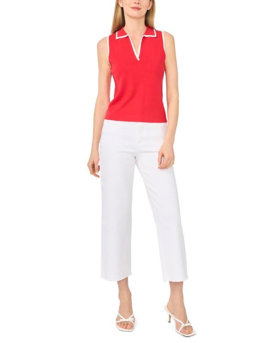 Ted Baker Red Piped Sleeveless Polo