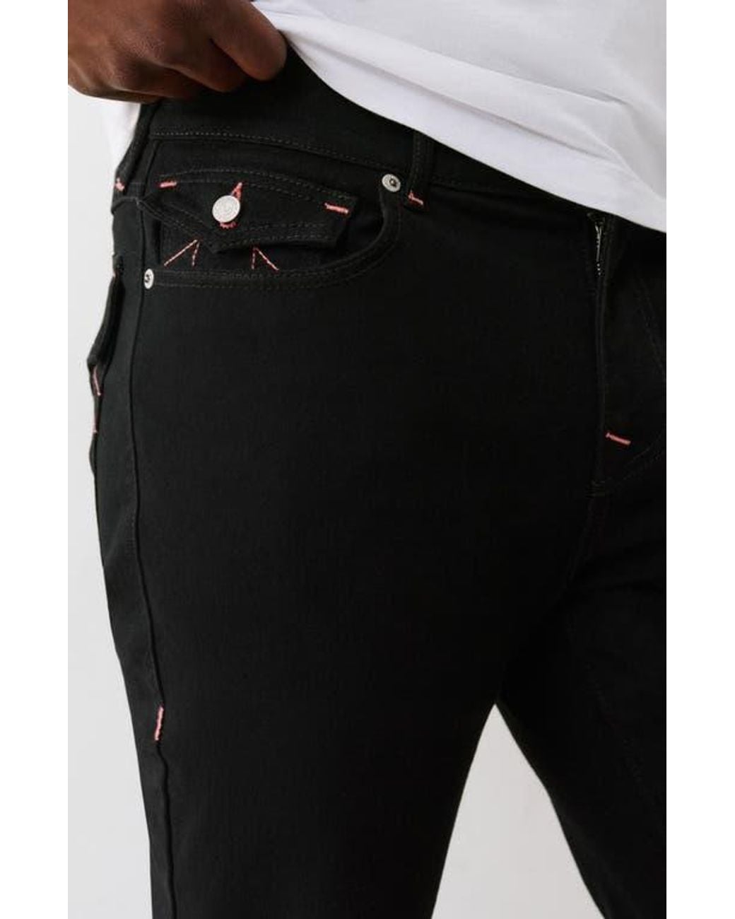 True Religion Black Ricky Flap Pocket Straight Leg Jeans for men