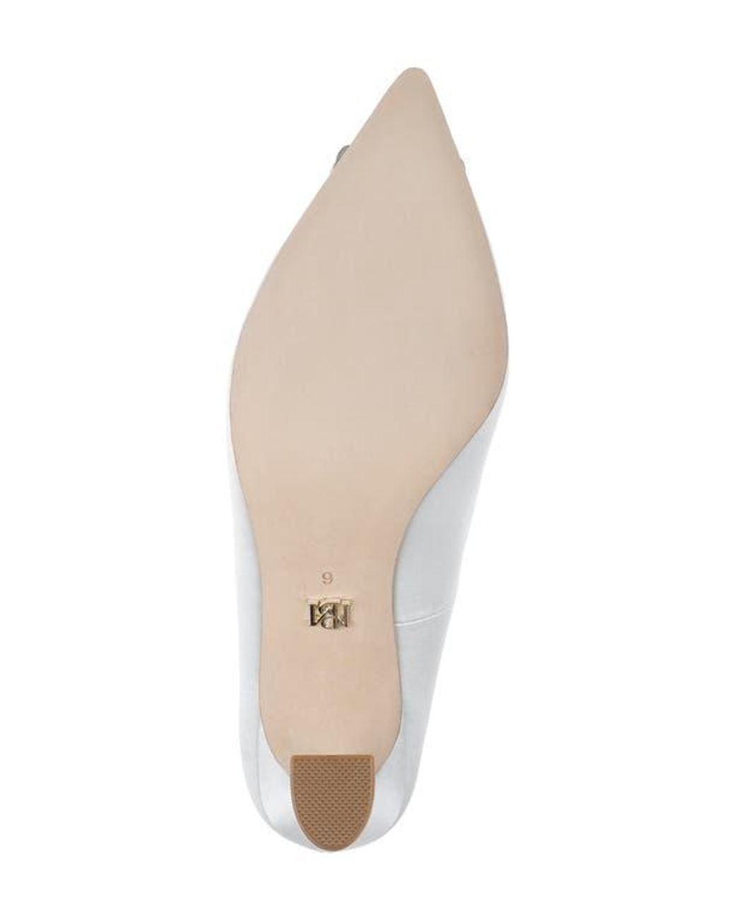 Badgley Mischka White Jeweled Pointed Toe Satin Pumps