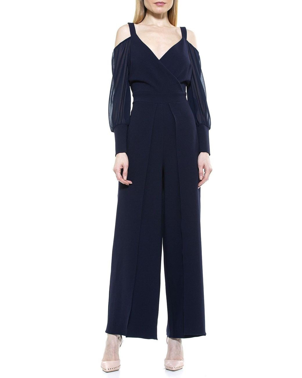Alexia Admor Kayleigh Cold Shoulder Surplice Jumpsuit in Navy (Blue) - Lyst