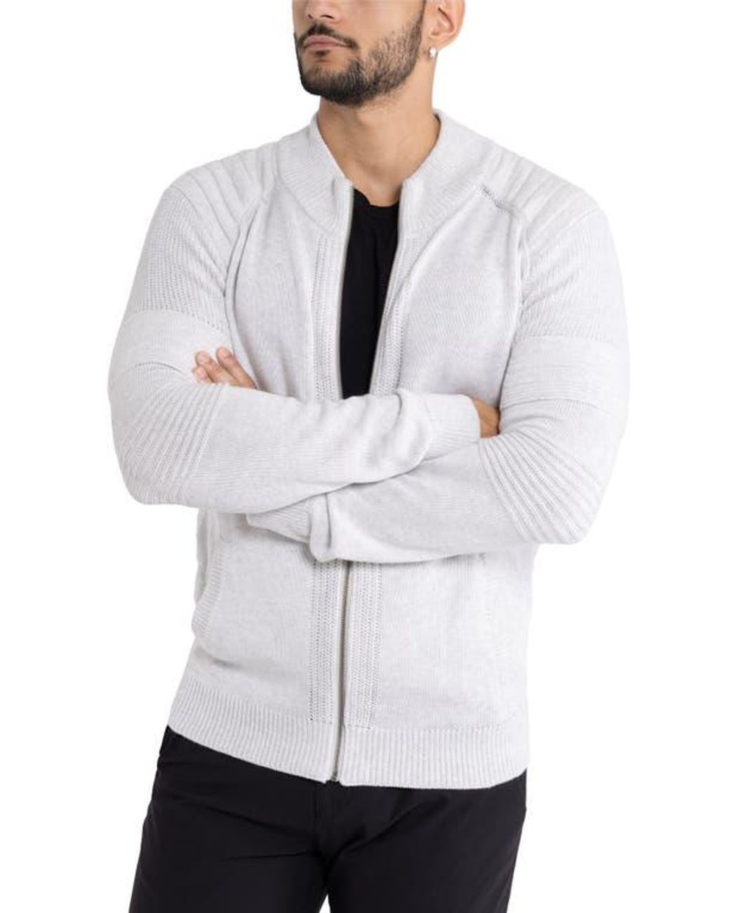 Xray Jeans White Full-Zip Sweater Jacket for men