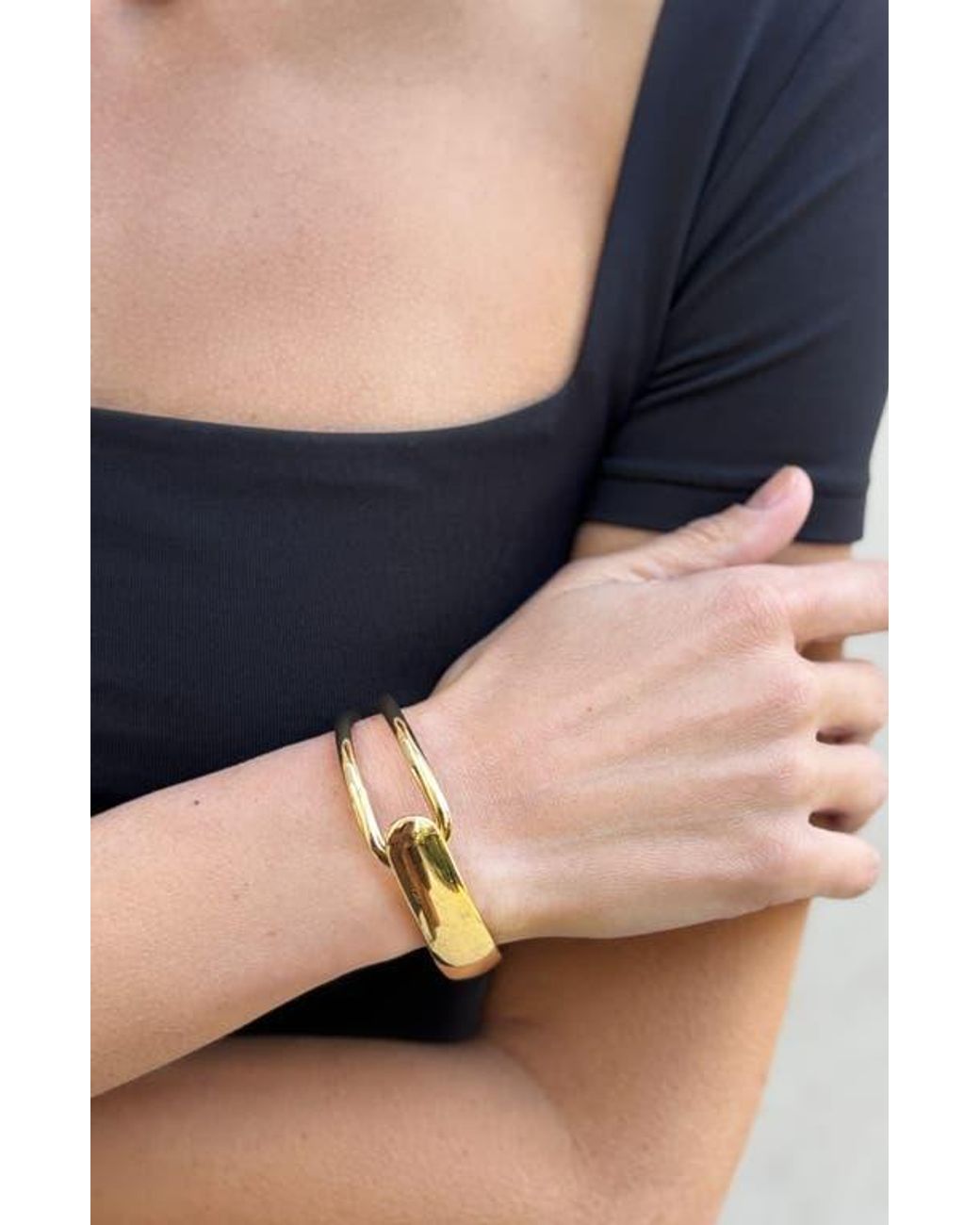 Adornia Metallic Overlap Open Cuff Bracelet