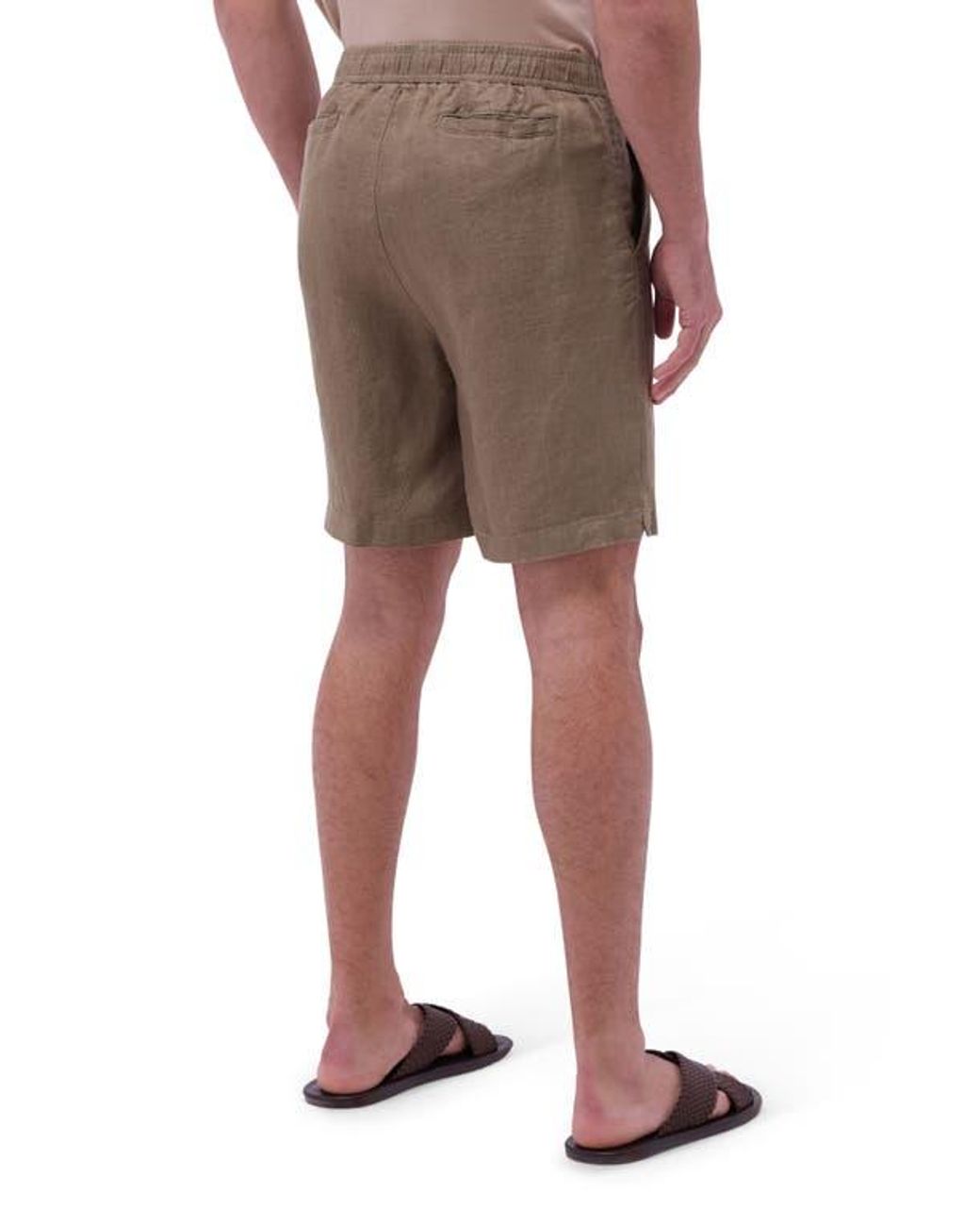 Bugatchi Brown Trent Drawstring Linen Shorts for men