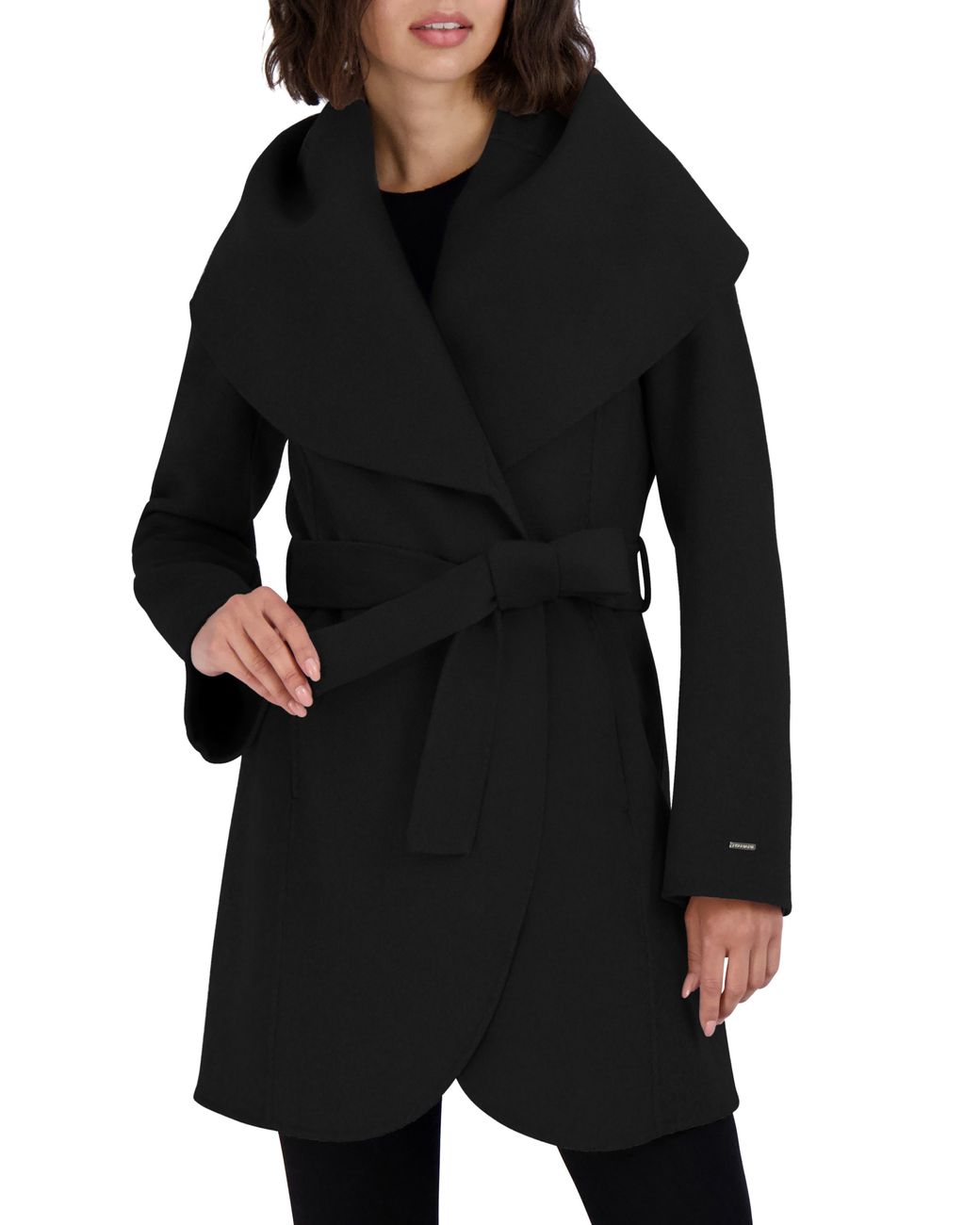 tahari women's marilyn double face belted wrap coat