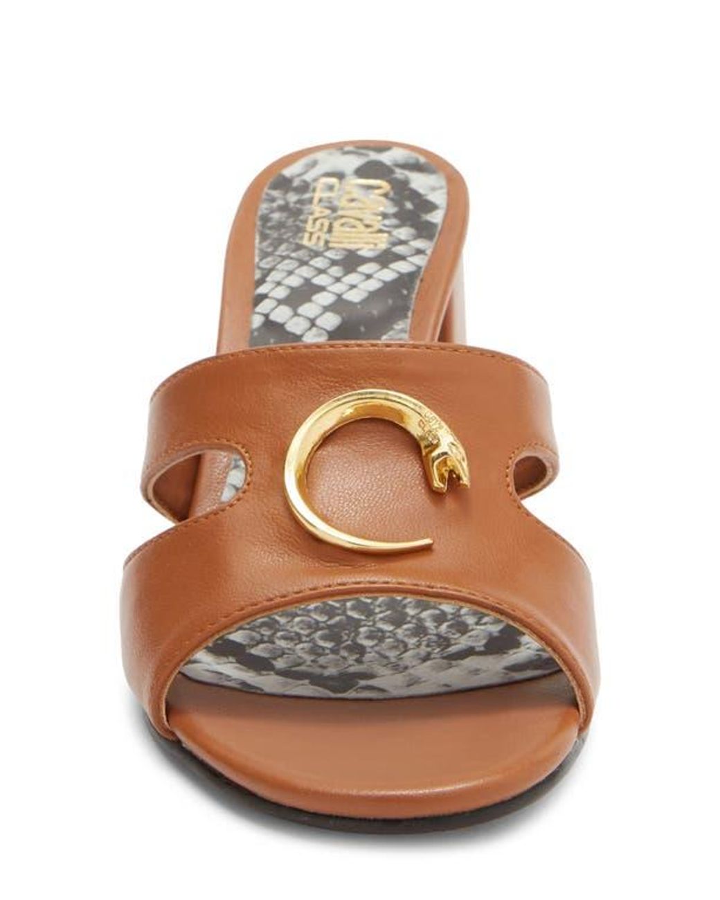 Roberto Cavalli Brown Block Heel Slide Sandal