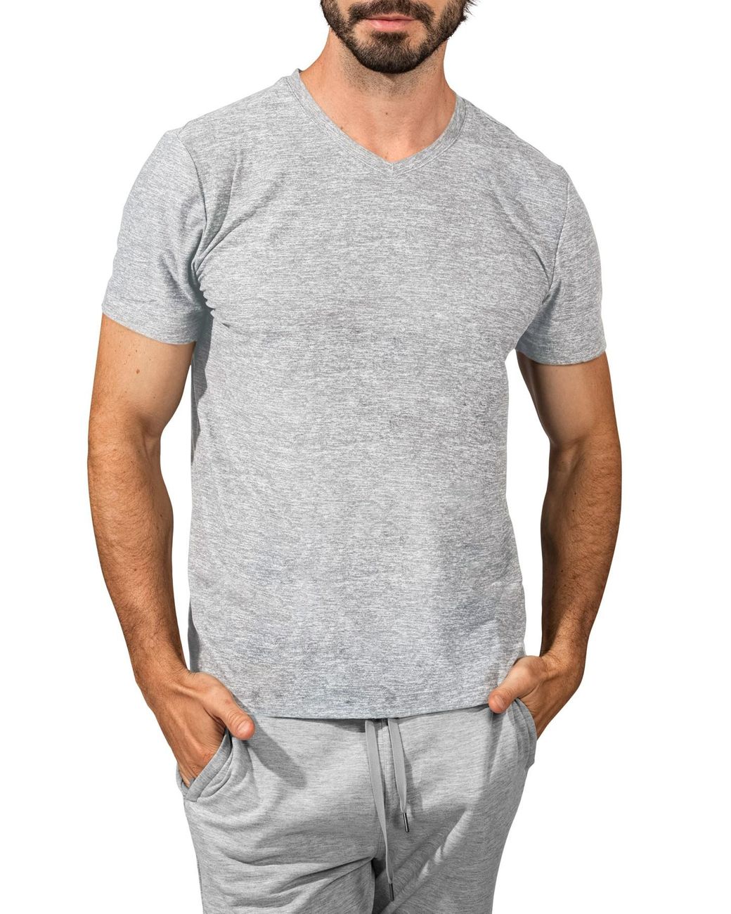 90 Degrees Cotton V-neck Short Sleeve T-shirt in Gray for Men - Lyst