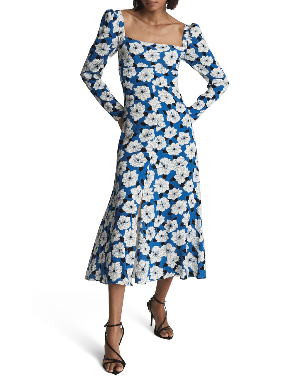 Reiss Miller Floral Long Sleeve Dress in Blue Lyst