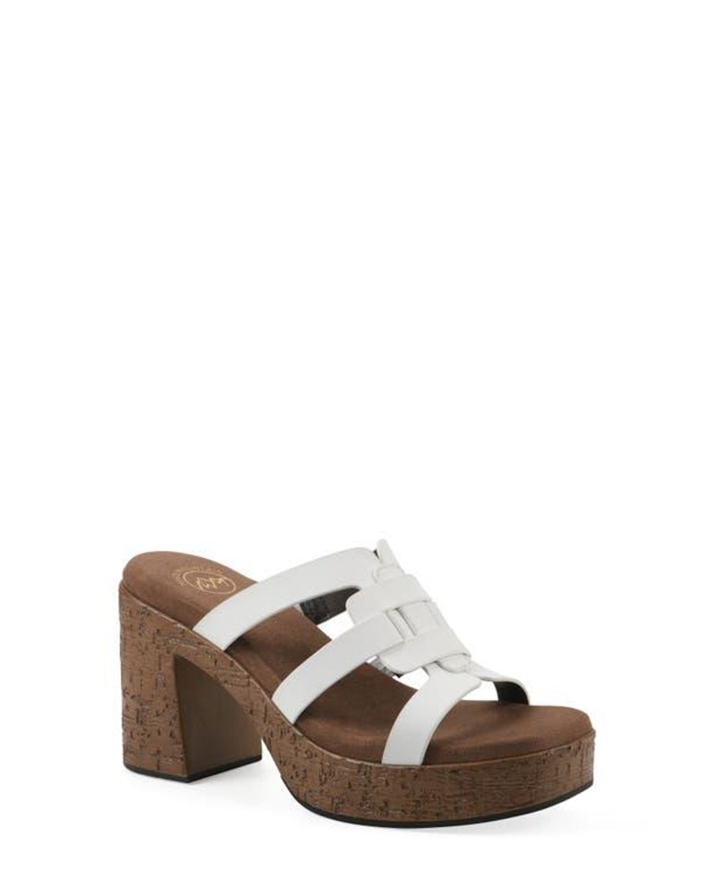 White Mountain Brown Barillo Platform Slide Sandal