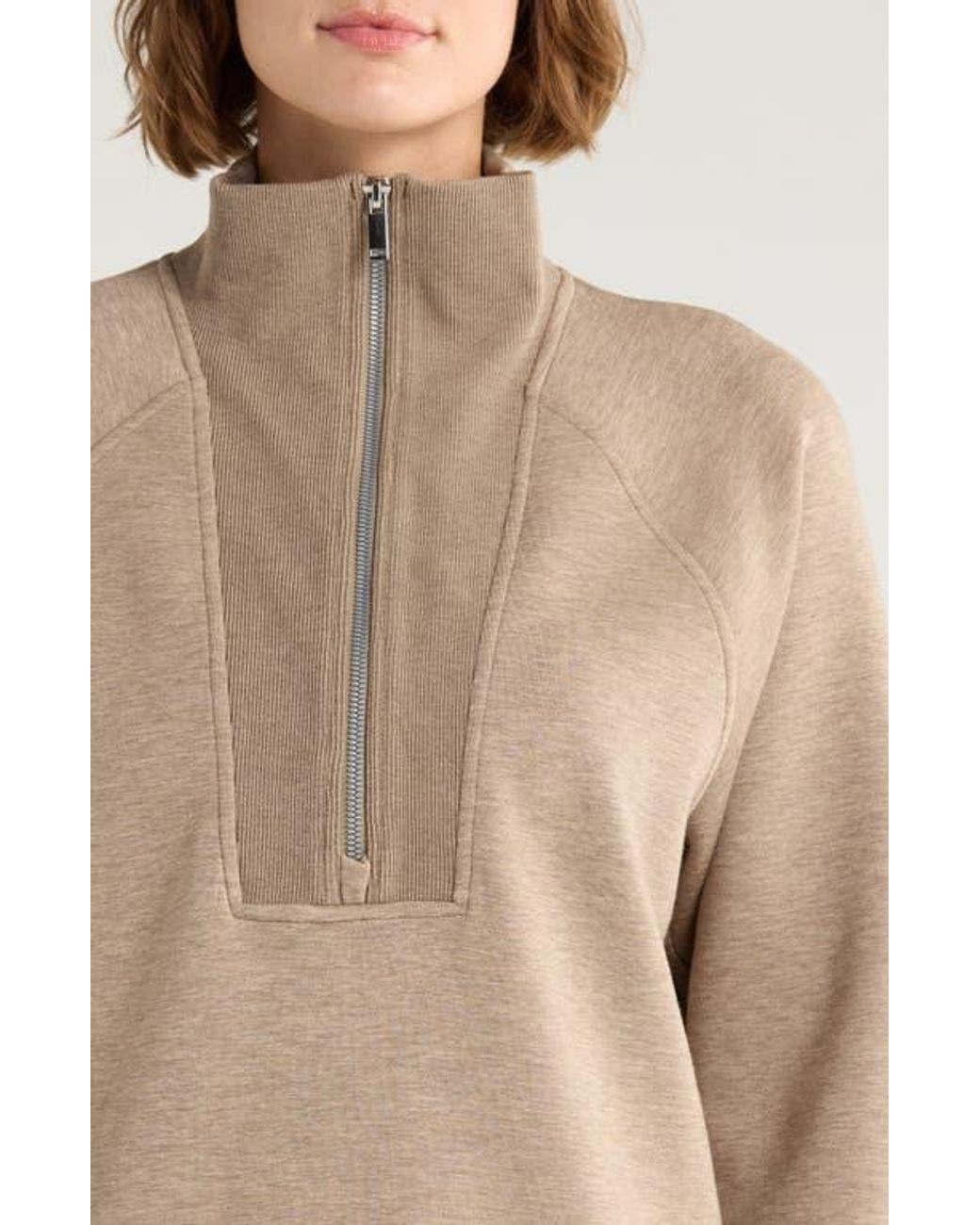 Spanx Natural Air Essentials Brushed Half-Zip Sweatshirt