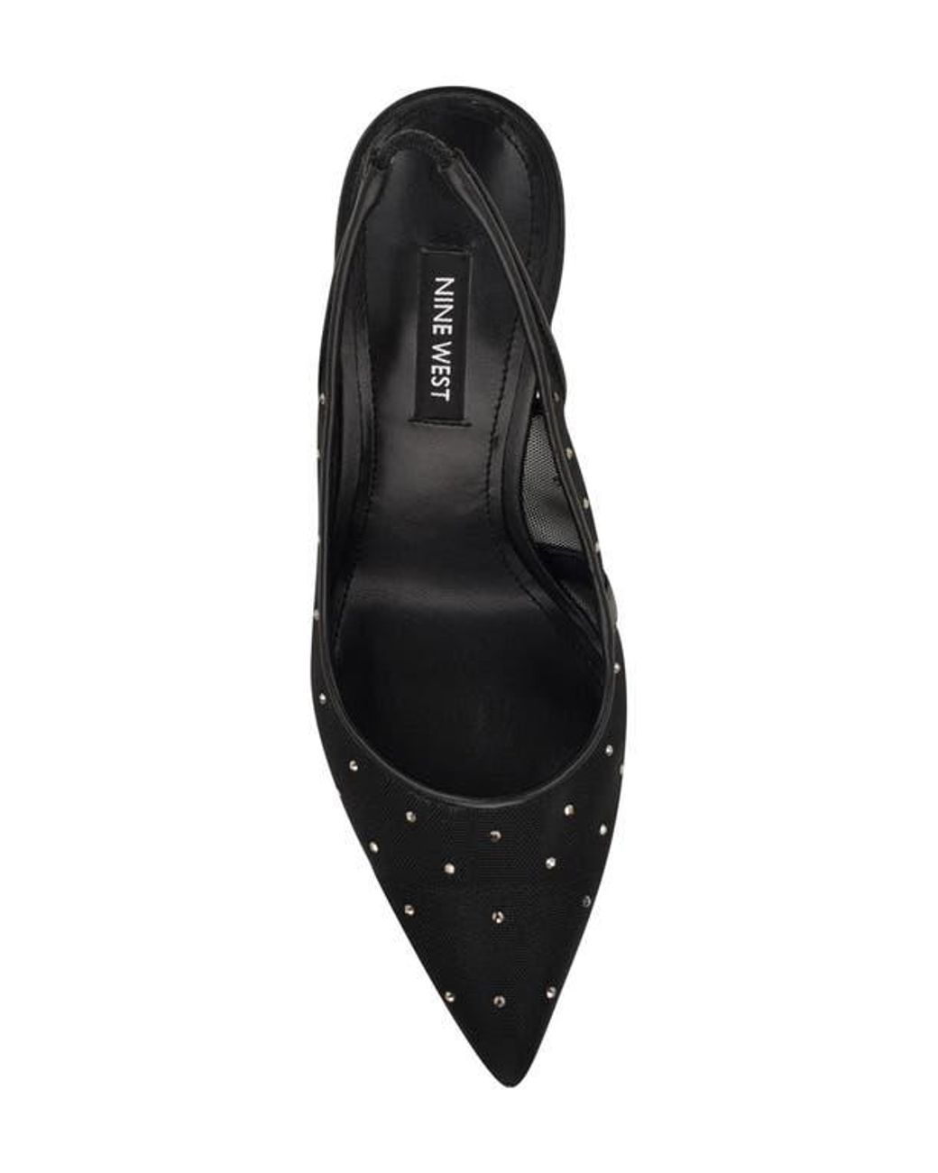 Nine West Black Feather Rhinestone Mesh Pump