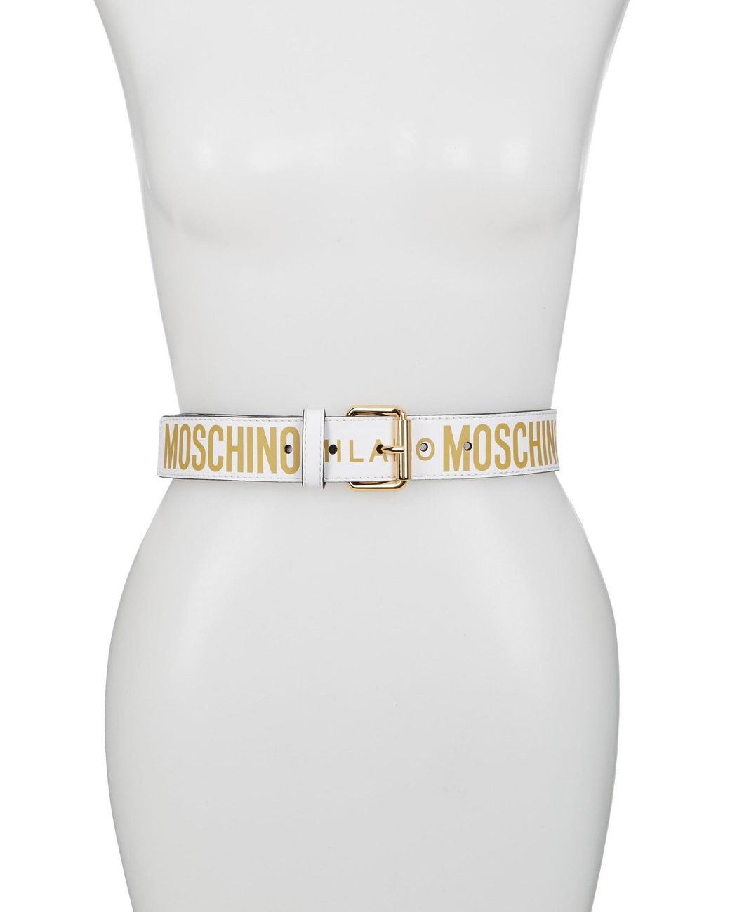 moschino thick leather logo belt