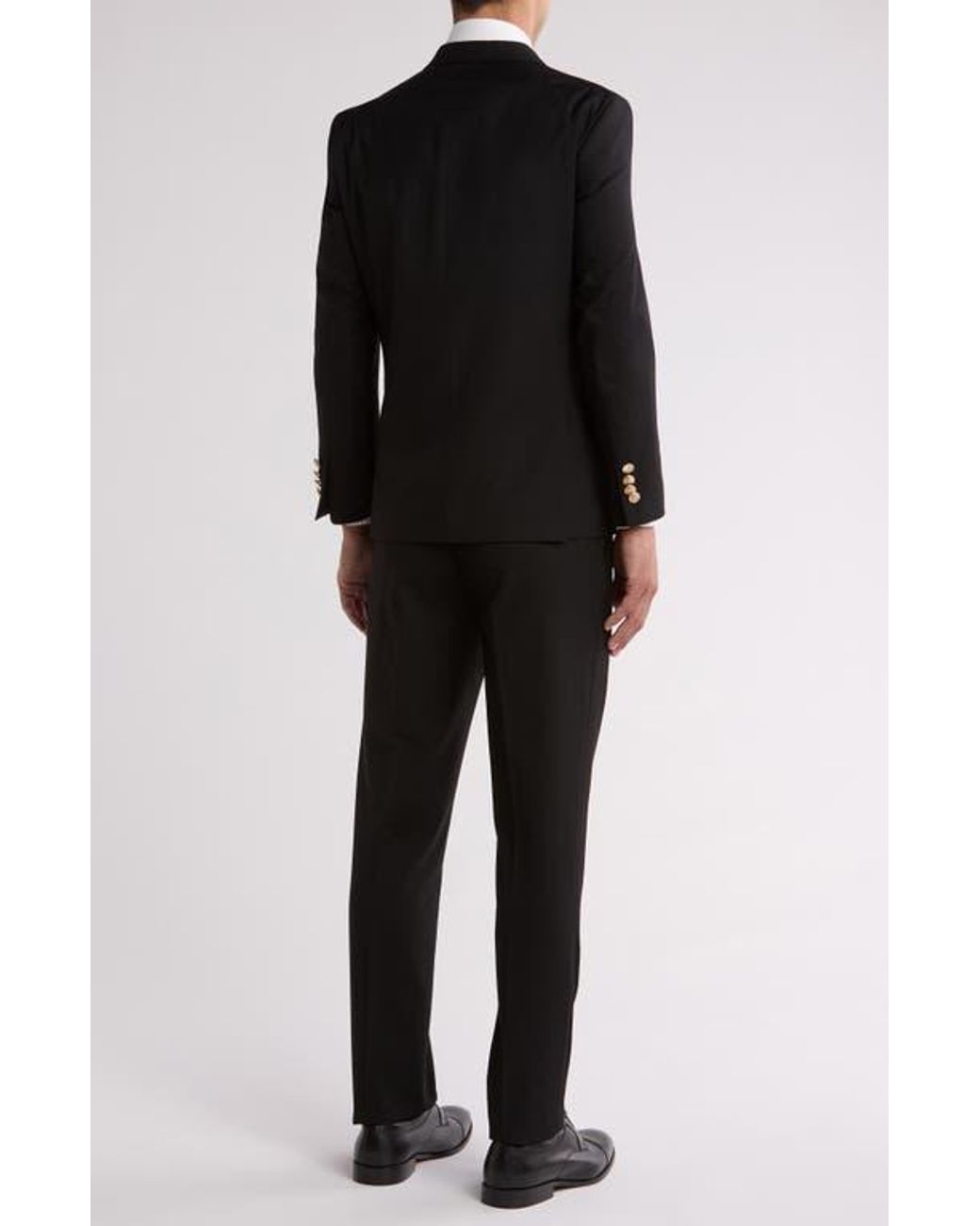 Gino Vitale Black Slim Fit Solid Double Breasted Suit for men