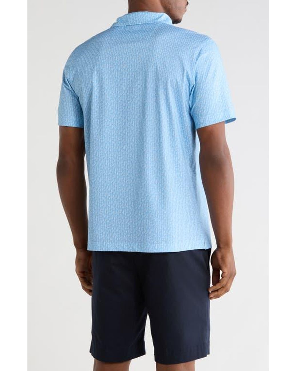 Bugatchi Blue Stretch Cotton Knit Polo for men