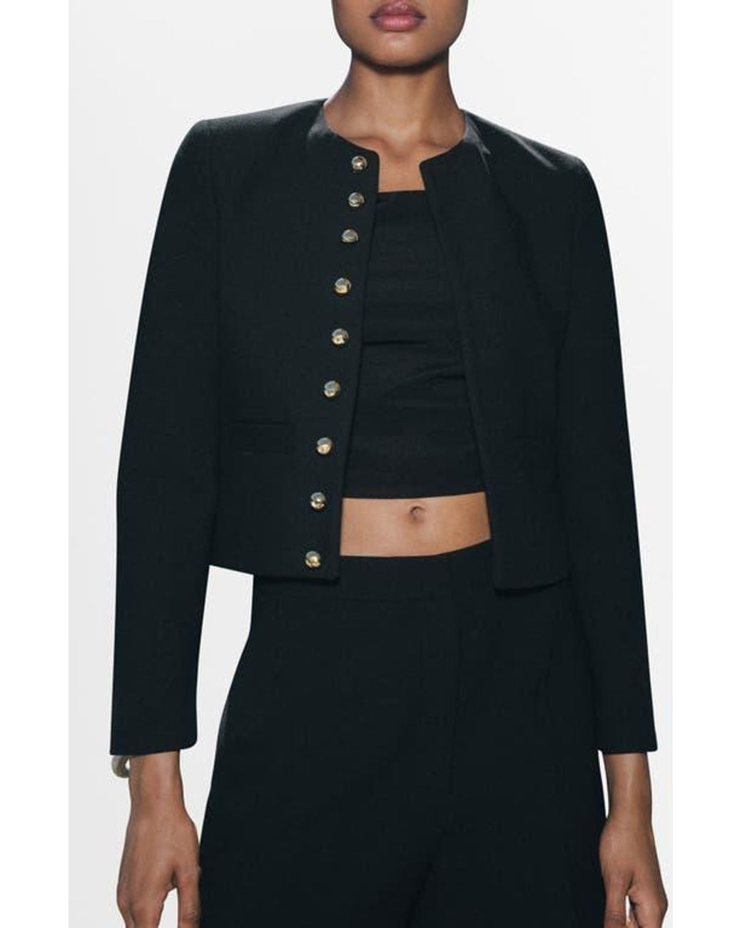 Mango Black Grace Crop Jacket