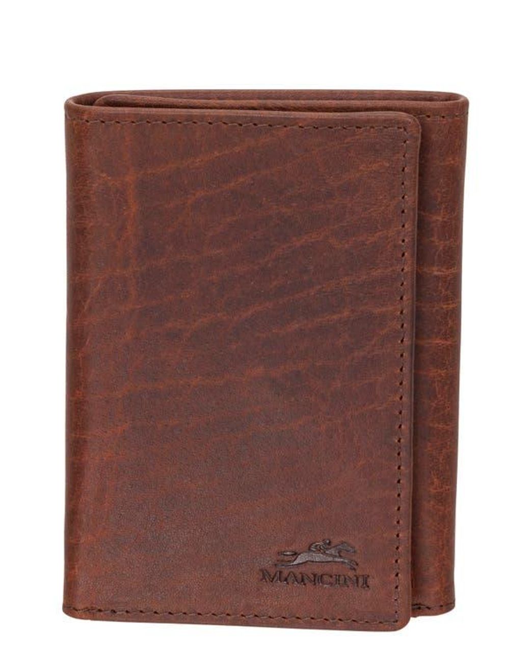 Mancini Brown Rfid Trifold Wallet for men