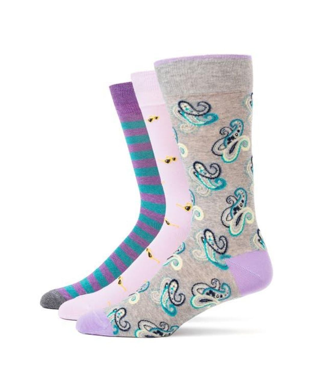 Lorenzo Uomo Blue 3-Pack Assorted Crew Socks for men