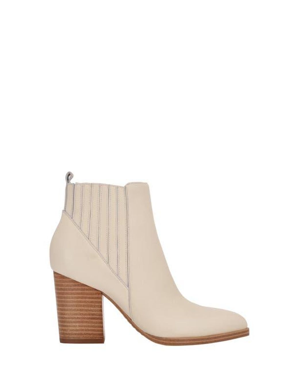Marc Fisher Leather Block Heel Ankle Booties in Natural Lyst