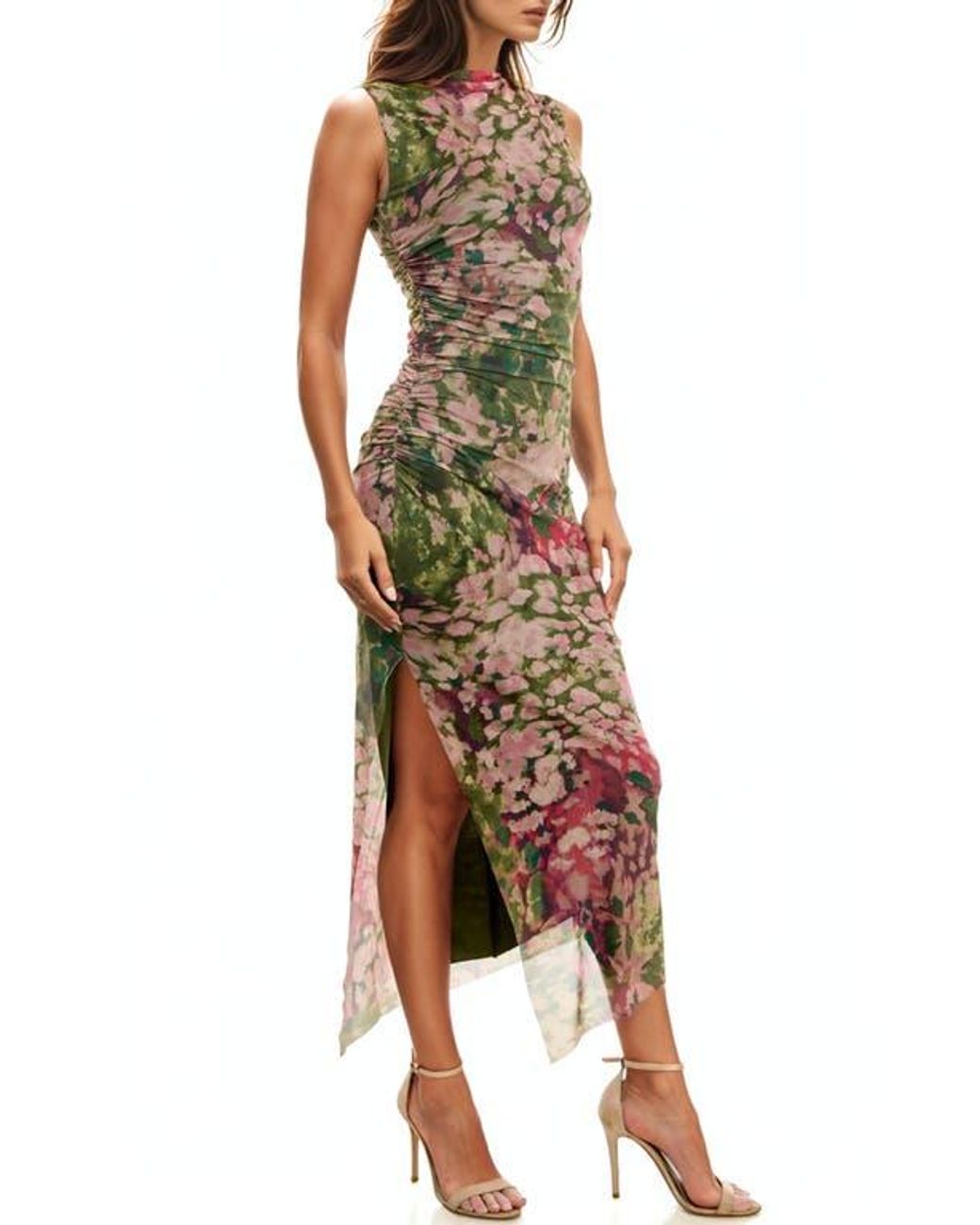 floral shirred mesh dress socialite Socialite Floral Shirred Mesh Dress