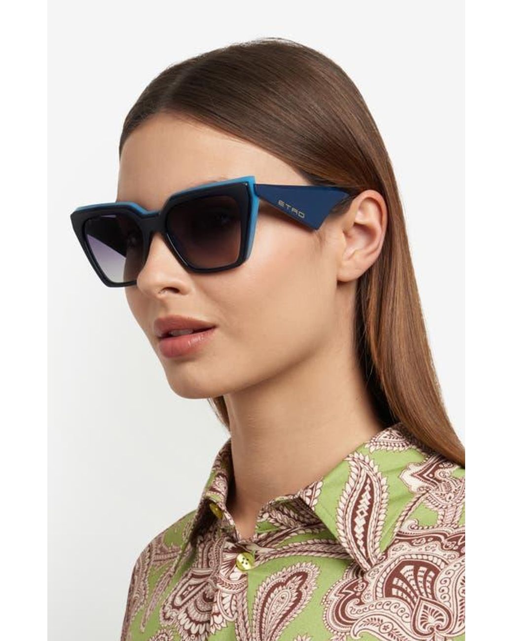 Etro Blue 55Mm Cat Eye Sunglasses