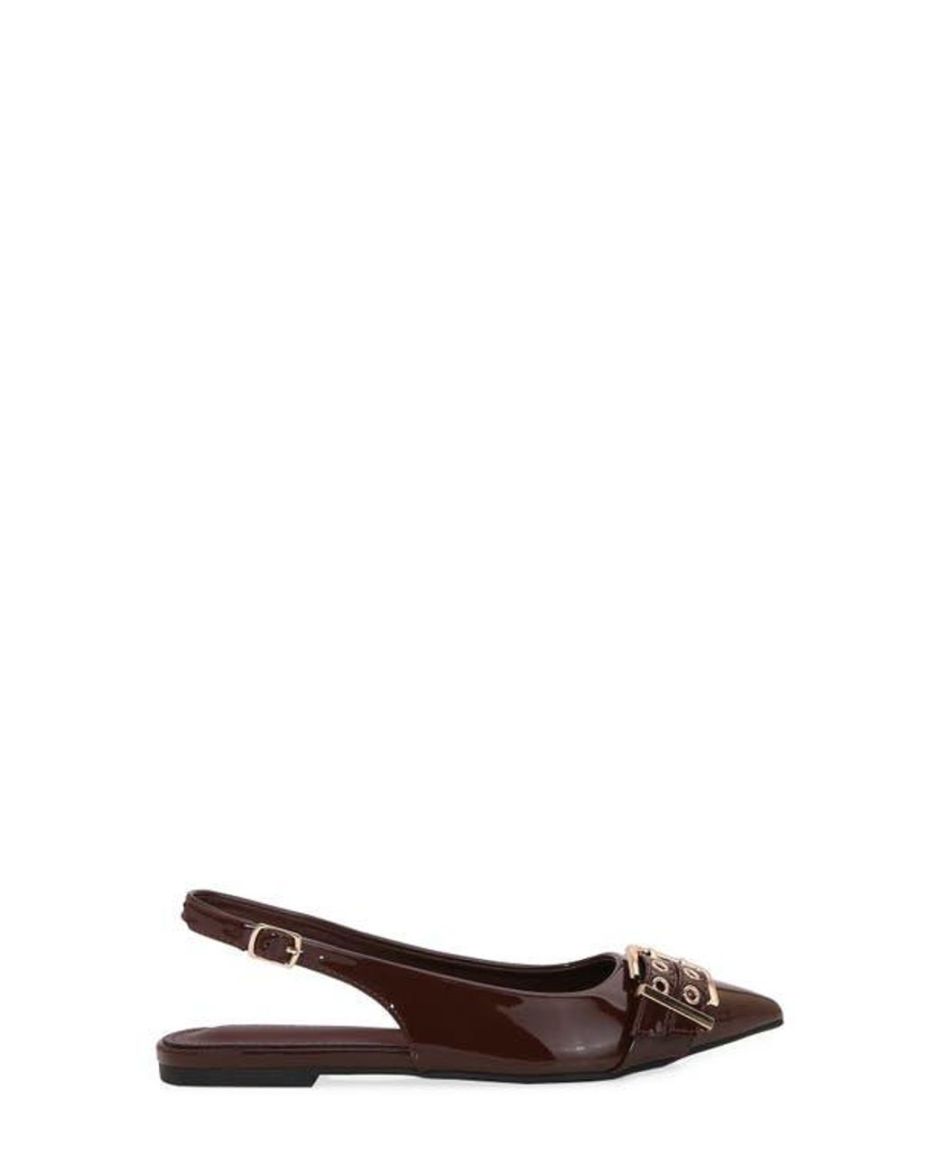 BERNESS Brown Buckle Slingback Pointed Toe Flat