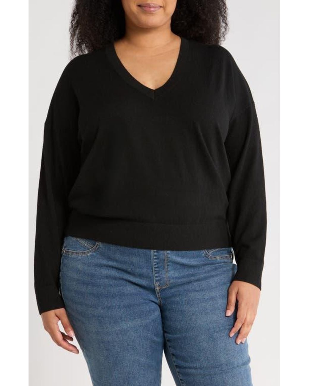 Nordstrom Rack Black V-Neck Pullover Sweater