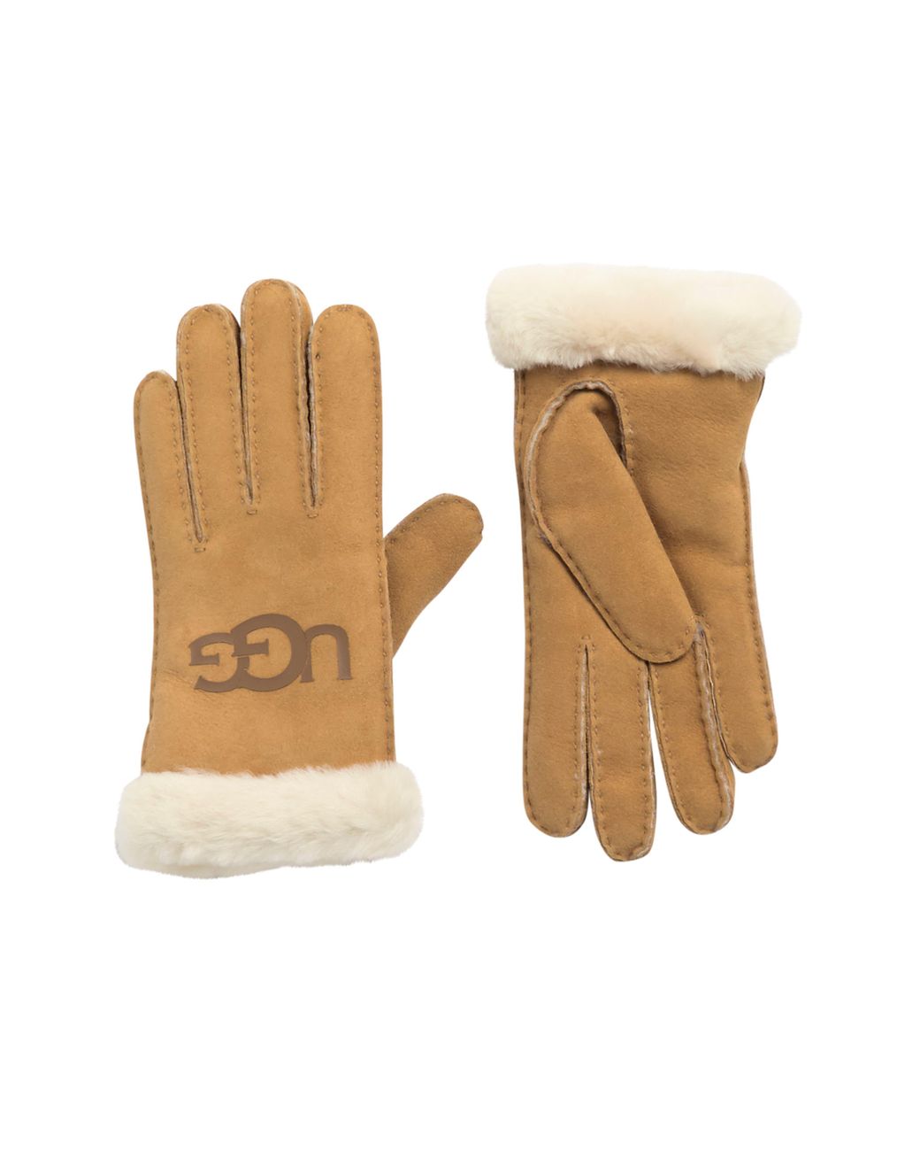 UGG Genuine Shearling Cuff Leather Gloves in Natural for Men Lyst