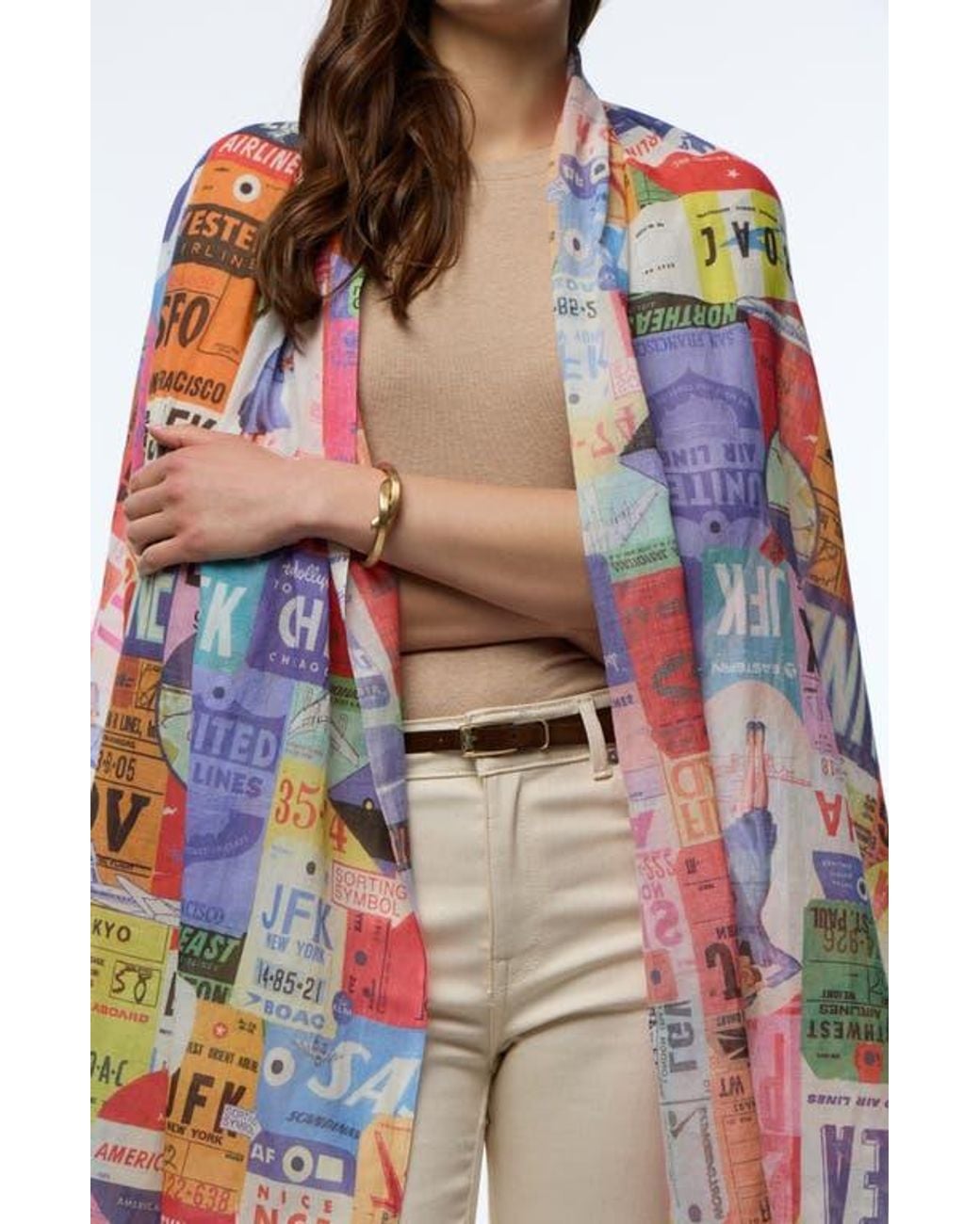 Saachi White Spring Print Scarf